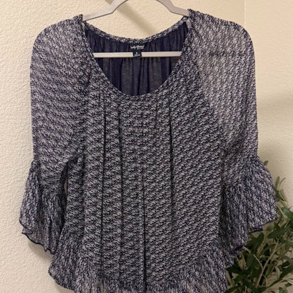 Blue Maze Peasant Ruffle Top – Lucky Brand, Size S
